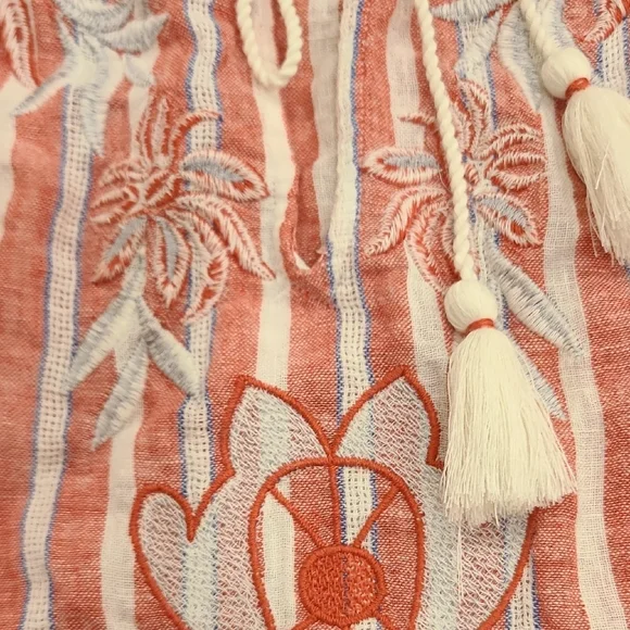 Anthropologie Red and White Embroidered Blouse - Picture 3 of 9